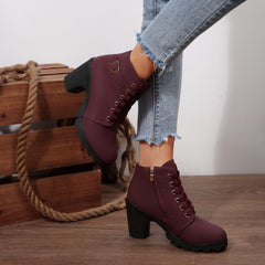 Womens Cross-Tie Chunky-Heel Ankle Boots