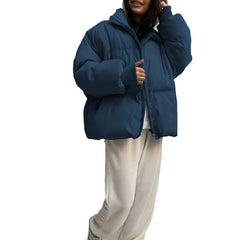 Thickened Cotton-padded Puffer Coat For Warmth In Fall And Winter