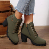 Womens Cross-Tie Chunky-Heel Ankle Boots