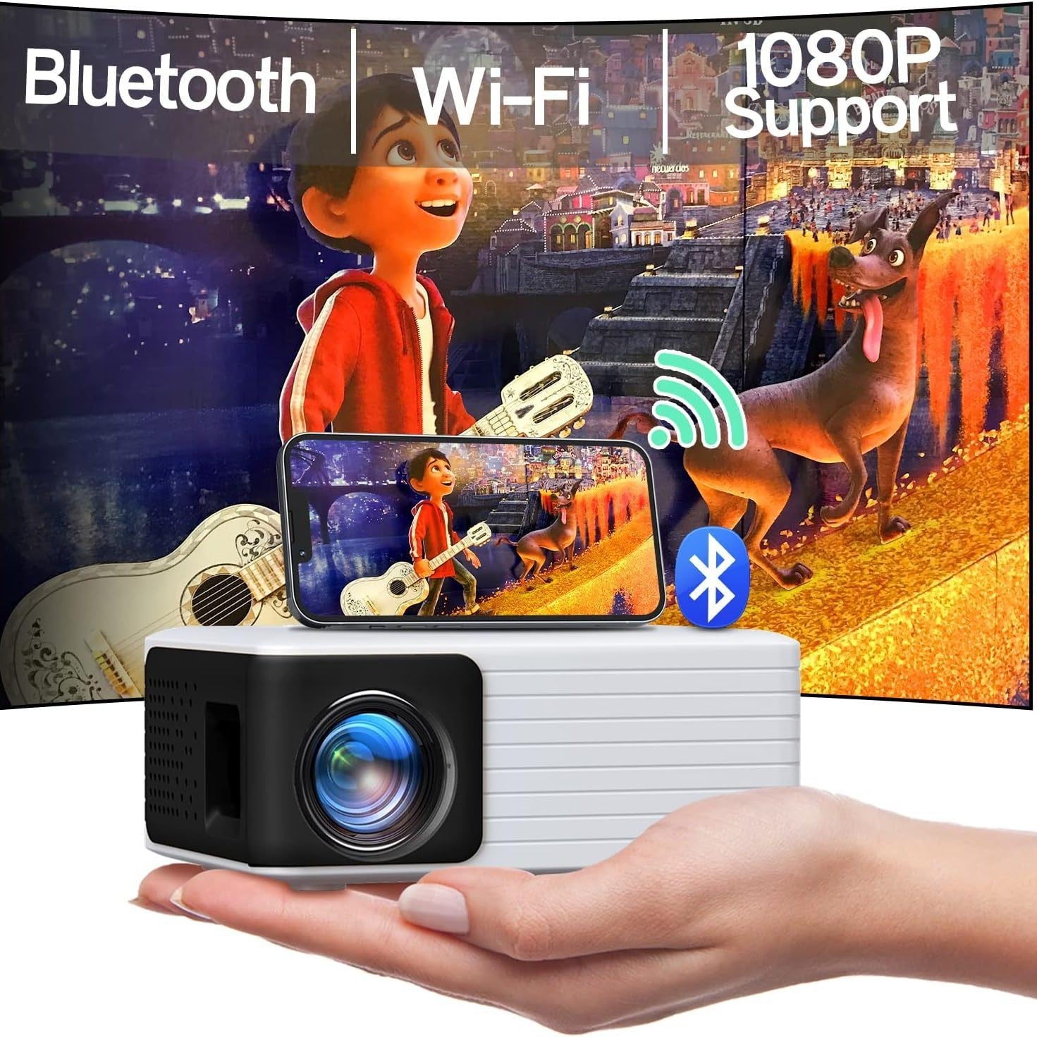 WIFI Wireless Projector Bluetooth 720p HD