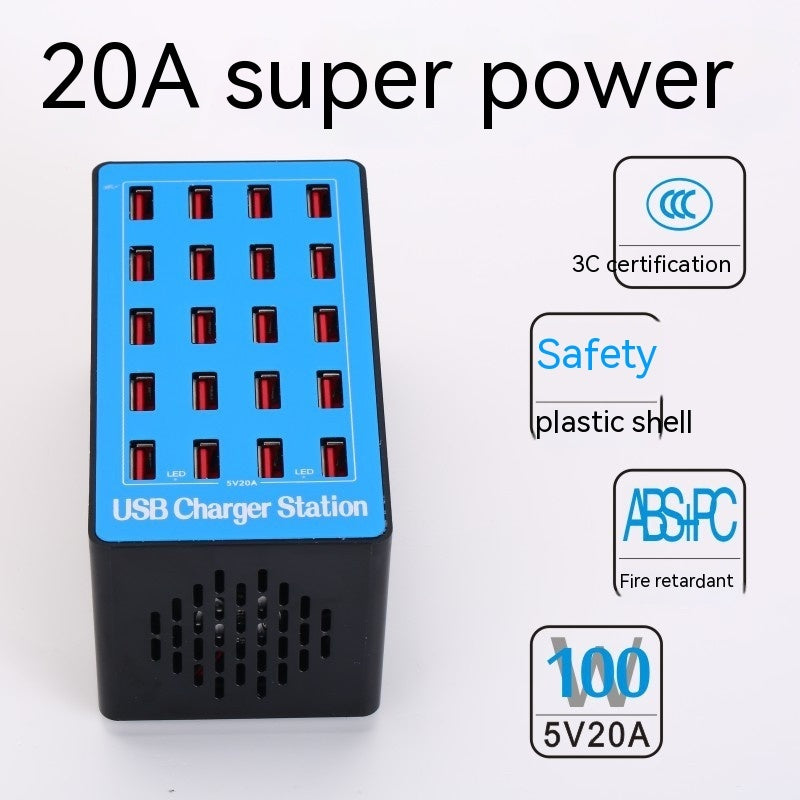 20-Port USB Mobile Phone Tablet Multi-port Charging Station
