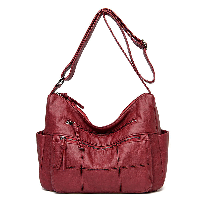 Womens Solid-Color Casual Shoulder Crossbody Bag