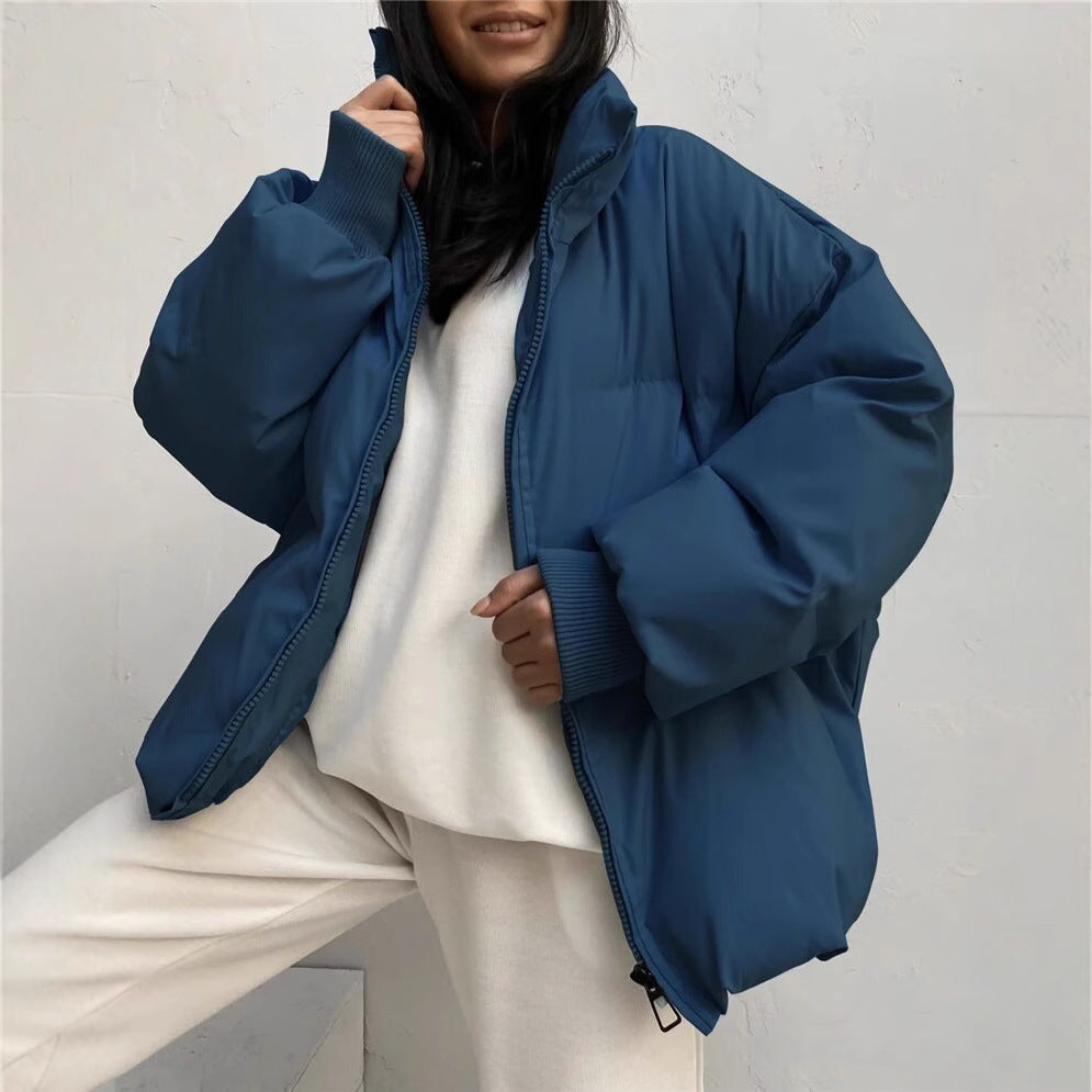 Thickened Cotton-padded Puffer Coat For Warmth In Fall And Winter