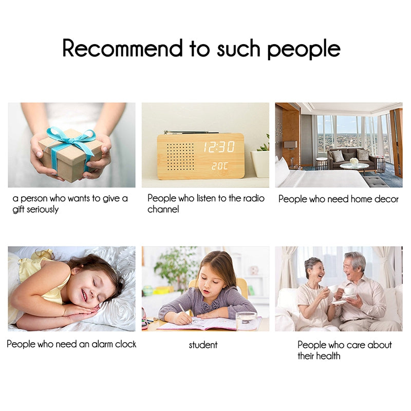 Led Digital Wood Clock Radio Alarm Clock