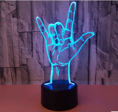 New style I love you gesture 3D lamp colorful touch remote control sign language 3D LED lamp Valentine''s Day gift 3D lamp