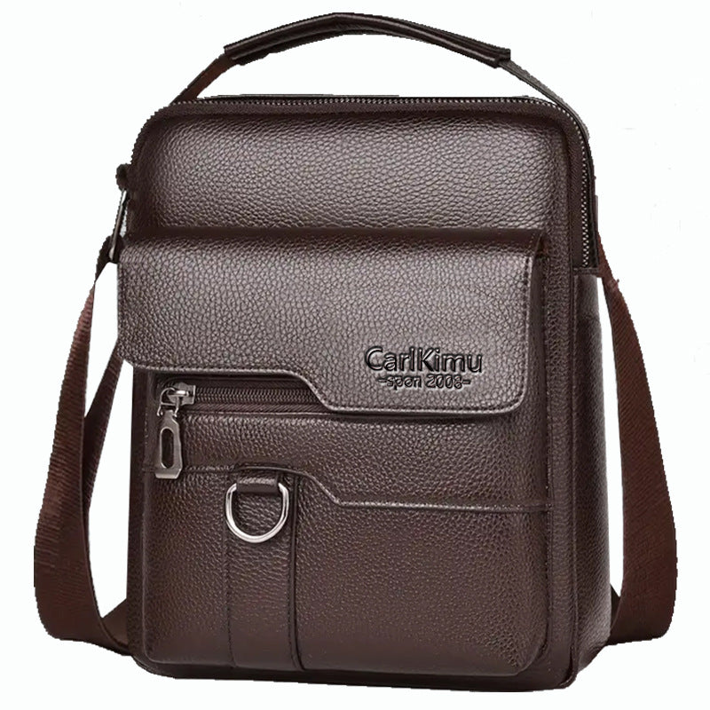 Mens Lychee-Grain Business Commuter Shoulder Crossbody Bag