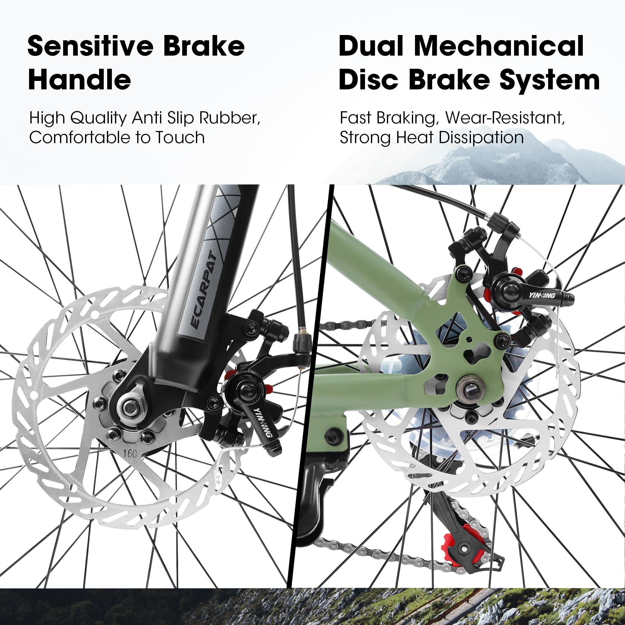 A27301 27.5 Inch Mountain Bike For Adults, Durable High Carbon Steel Frame, Disc Brakes, Stylish Brown Edge Tires, Ideal For Commuting And Outdoor Exploration