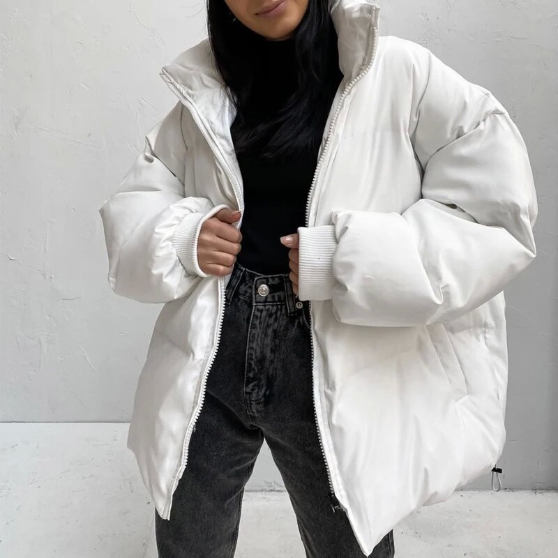 Thickened Cotton-padded Puffer Coat For Warmth In Fall And Winter