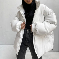 Thickened Cotton-padded Puffer Coat For Warmth In Fall And Winter
