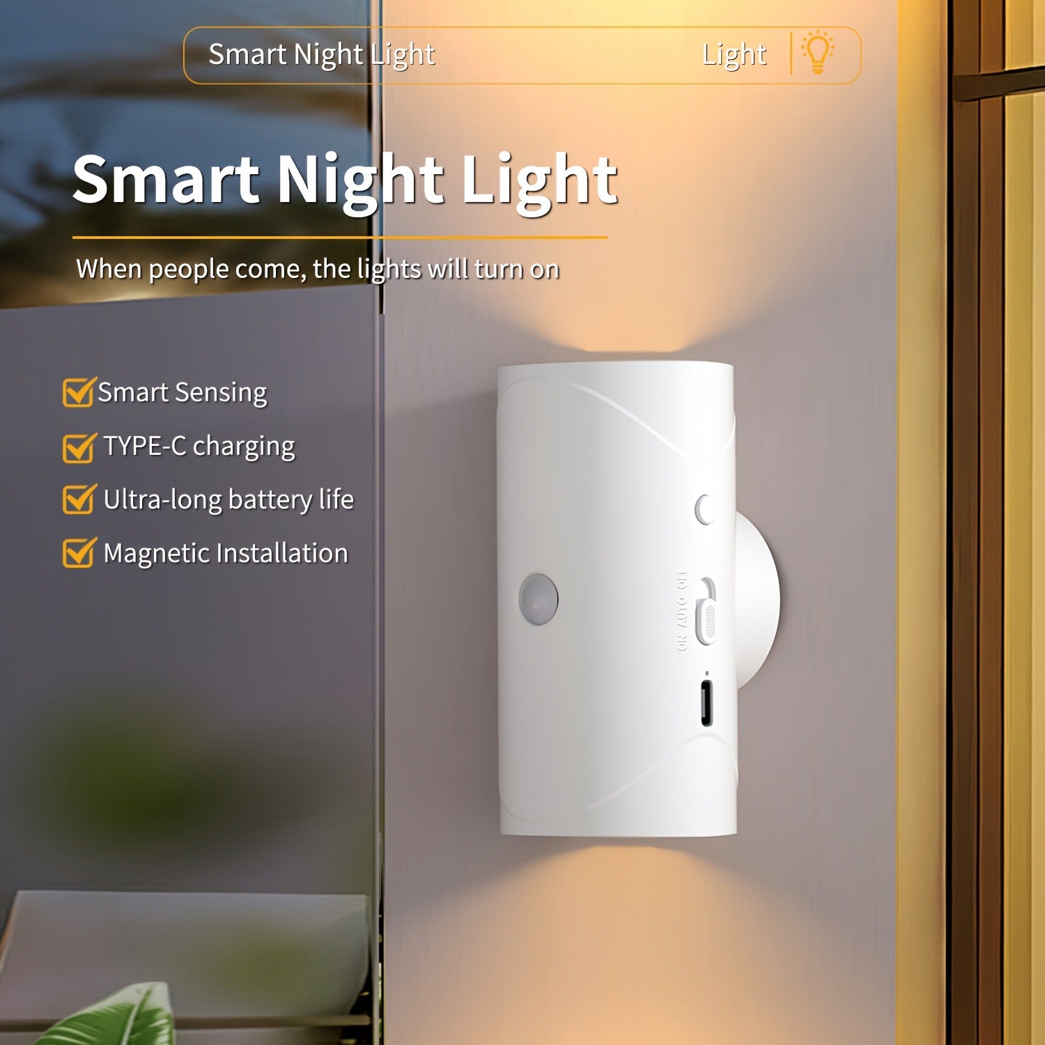 Rechargeable Led Night Lights Equipped With Motion Sensing