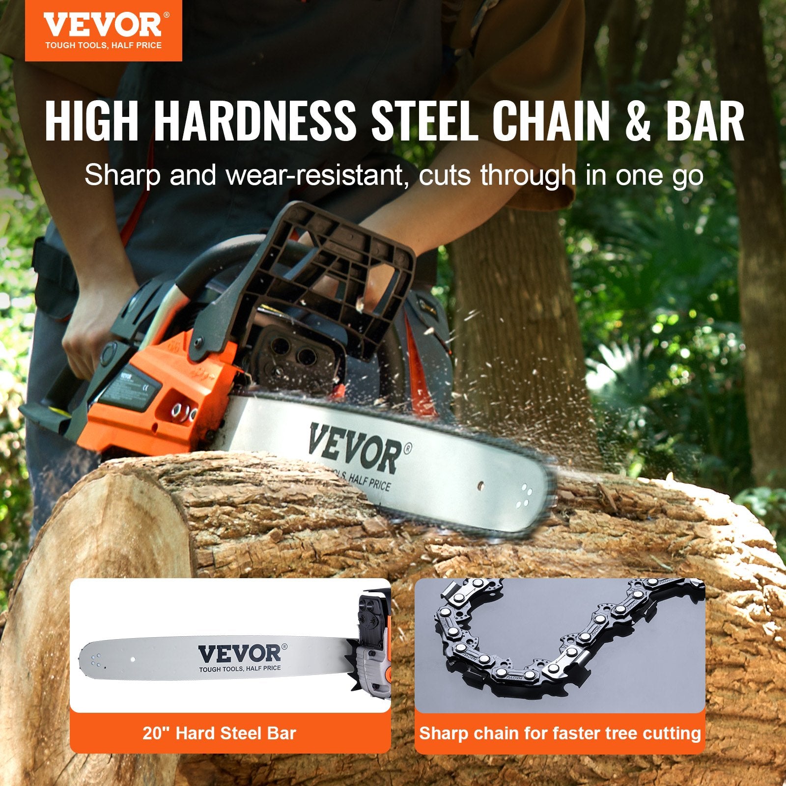 58CC 20' Gasoline Chainsaw Gas Powered Wood Cutting Engine Gas Chain Saw