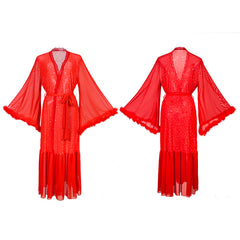 Womens Long-sleeve Velvet Sequin Dress-style Pajamas