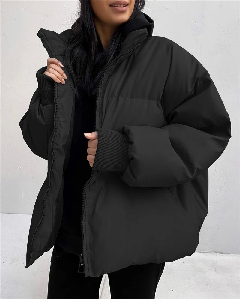 Thickened Cotton-padded Puffer Coat For Warmth In Fall And Winter