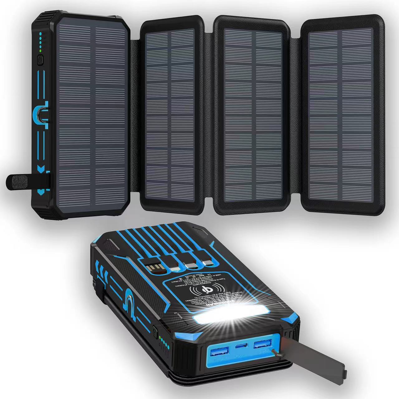 Solar Three Fold Bank Folding Outdoor Portable Large Capacity Mobile Power Supply